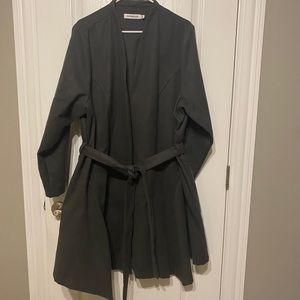 NWOT grey suede feel coat with belt